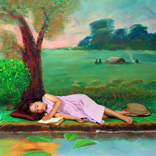 Olympia as Alice dreaming by the Riverbank 2003