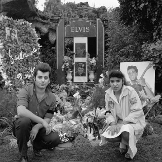 Nancy Nunez with young man on the 10th anniversary of Elvis' death Elvis Memorial Melbourne 1987