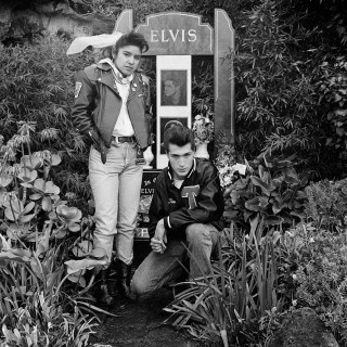 Nancy Nunez with young man on the 13th anniversary of Elvis' death Elvis Memorial Melbourne 1990