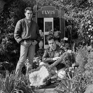 Two men with a floral guitar on the 16th anniversary of Elvis' death Elvis Memorial Melbourne 1993